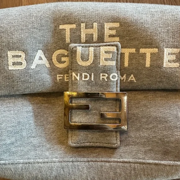 Fendi x Marc Jacobs Grey Ice Jersey Logo Baguette Bag - Picture 2 of 11